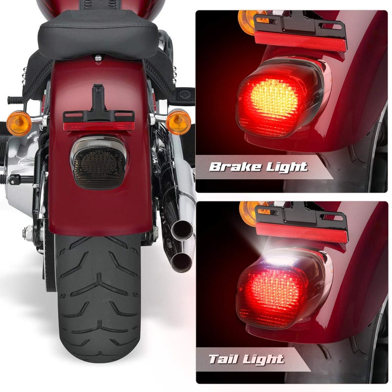 NTHREEAUTO Smoked LED Tail Light Motorcycle Rear Taillights with Brake License Plate Lights Compatible with Harley Dyna, FLST, FXSTB, FXST, Touring Models - Image 4